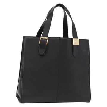 Burberrys Hand Bag Leather Black Gold Auth BA7704