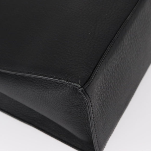 Burberrys Hand Bag Leather Black Gold Auth BA7704