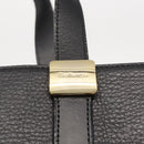 Burberrys Hand Bag Leather Black Gold Auth BA7704-10