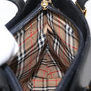 Burberrys Hand Bag Leather Black Gold Auth BA7704-17