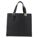 Burberrys Hand Bag Leather Black Gold Auth BA7704-13