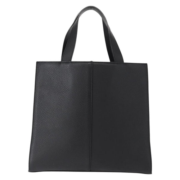 Burberrys Hand Bag Leather Black Gold Auth BA7704