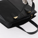 Burberrys Hand Bag Leather Black Gold Auth BA7704-6