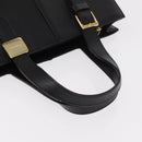 Burberrys Hand Bag Leather Black Gold Auth BA7704-7