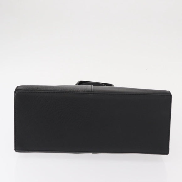 Burberrys Hand Bag Leather Black Gold Auth BA7704