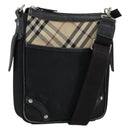 BURBERRY Shoulder Bag Canvas Leather Black Auth BA7705-1
