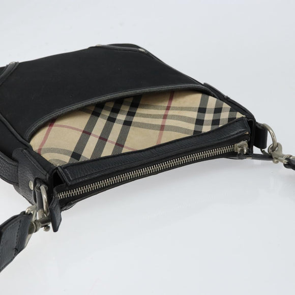 BURBERRY Shoulder Bag Canvas Leather Black Auth BA7705