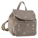 Jimmy Choo Studs Backpack Leather Beige Gold Auth BA7708-1