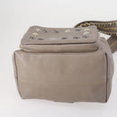 Jimmy Choo Studs Backpack Leather Beige Gold Auth BA7708-5