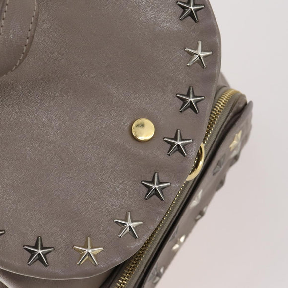 Jimmy Choo Studs Backpack Leather Beige Gold Auth BA7708