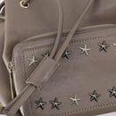 Jimmy Choo Studs Backpack Leather Beige Gold Auth BA7708-19