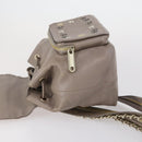 Jimmy Choo Studs Backpack Leather Beige Gold Auth BA7708-4