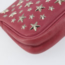 Jimmy Choo Studs Accessory Pouch Leather Pink Auth BA7709-15