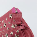 Jimmy Choo Studs Accessory Pouch Leather Pink Auth BA7709-9