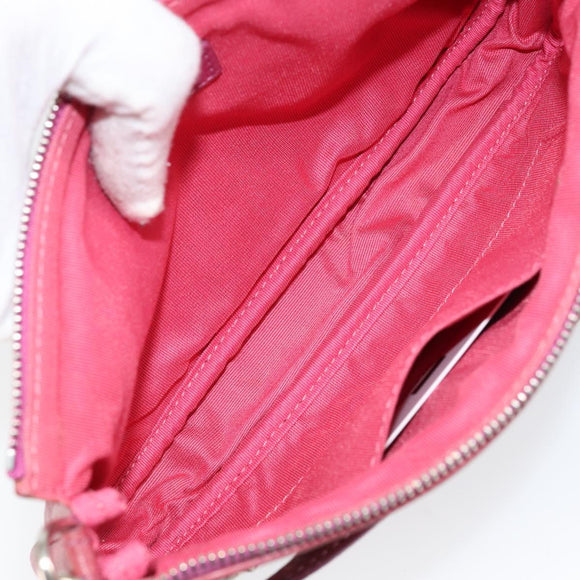 Jimmy Choo Studs Accessory Pouch Leather Pink Auth BA7709