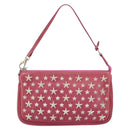Jimmy Choo Studs Accessory Pouch Leather Pink Auth BA7709-13