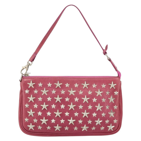 Jimmy Choo Studs Accessory Pouch Leather Pink Auth BA7709