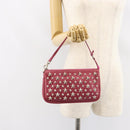 Jimmy Choo Studs Accessory Pouch Leather Pink Auth BA7709-22