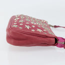 Jimmy Choo Studs Accessory Pouch Leather Pink Auth BA7709-3