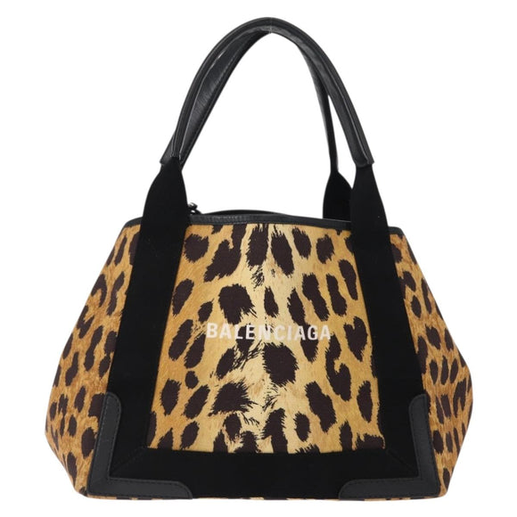 BALENCIAGA Cabas S Tote Bag Canvas Brown 339933 Auth BA7710