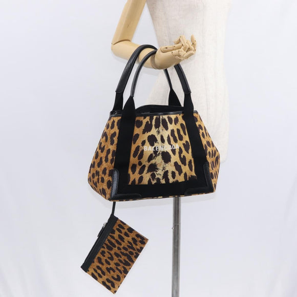 BALENCIAGA Cabas S Tote Bag Canvas Brown 339933 Auth BA7710