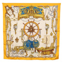 HERMES Carre 90 Scarf Silk ""MUSEE"" Yellow Auth BA7733-1