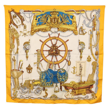 HERMES Carre 90 Scarf Silk ""MUSEE"" Yellow Auth BA7733