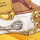 HERMES Carre 90 Scarf Silk ""MUSEE"" Yellow Auth BA7733-11