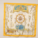 HERMES Carre 90 Scarf Silk ""MUSEE"" Yellow Auth BA7733-13