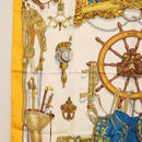 HERMES Carre 90 Scarf Silk ""MUSEE"" Yellow Auth BA7733-5