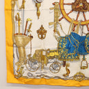 HERMES Carre 90 Scarf Silk ""MUSEE"" Yellow Auth BA7733-8