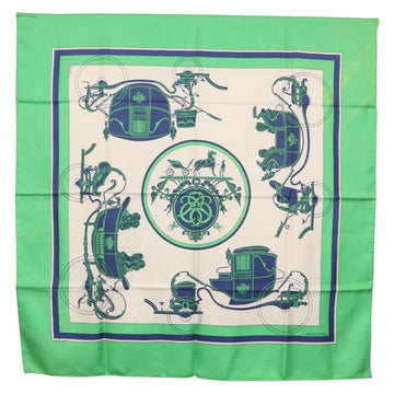 HERMES Carre 90 Scarf Silk ""EX-LIBRIS"" Green Auth BA7734
