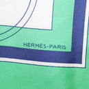 HERMES Carre 90 Scarf Silk ""EX-LIBRIS"" Green Auth BA7734-11