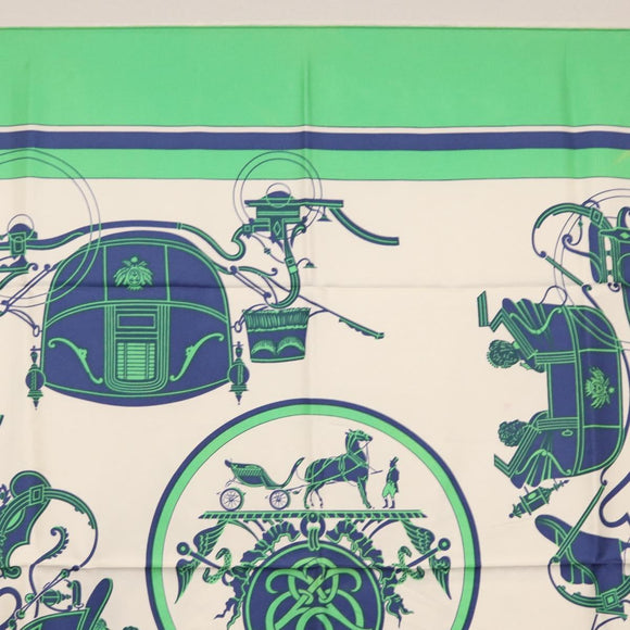 HERMES Carre 90 Scarf Silk ""EX-LIBRIS"" Green Auth BA7734