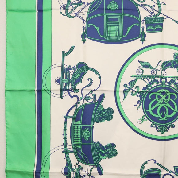 HERMES Carre 90 Scarf Silk ""EX-LIBRIS"" Green Auth BA7734