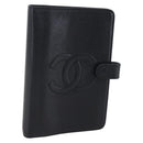 CHANEL Agenda Day Planner Cover Caviar Skin Black Gold CC Auth BA7735-1
