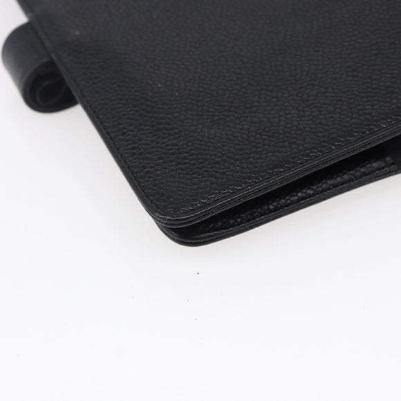 CHANEL Agenda Day Planner Cover Caviar Skin Black Gold CC Auth BA7735