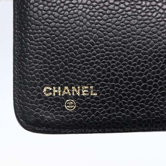 CHANEL Agenda Day Planner Cover Caviar Skin Black Gold CC Auth BA7735