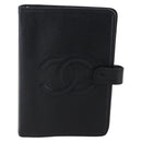CHANEL Agenda Day Planner Cover Caviar Skin Black Gold CC Auth BA7735-2