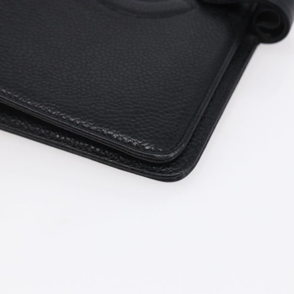 CHANEL Agenda Day Planner Cover Caviar Skin Black Gold CC Auth BA7735