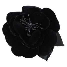 CHANEL Brooch Velor Black CC Auth BA7736