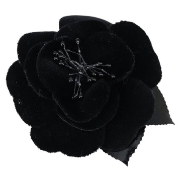 CHANEL Brooch Velor Black CC Auth BA7736