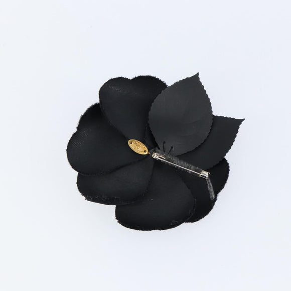 CHANEL Brooch Velor Black CC Auth BA7736