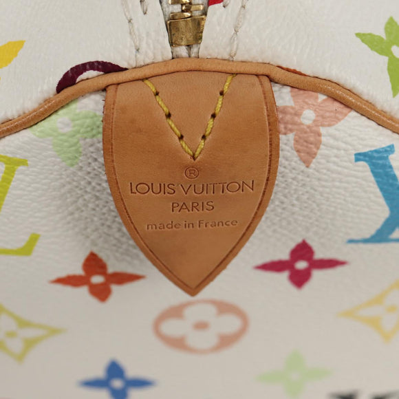 LOUIS VUITTON Monogram Multicolor Speedy 30 Hand Bag White M92643 Auth BA7743SV
