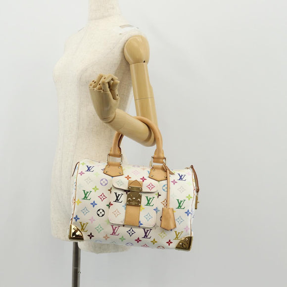 LOUIS VUITTON Monogram Multicolor Speedy 30 Hand Bag White M92643 Auth BA7743SV