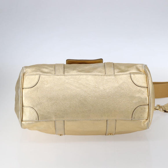 DOLCE&GABBANA Hand Bag Leather 2way Champagne Gold Gold Auth BA7747