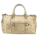 DOLCE&GABBANA Hand Bag Leather 2way Champagne Gold Gold Auth BA7747-13