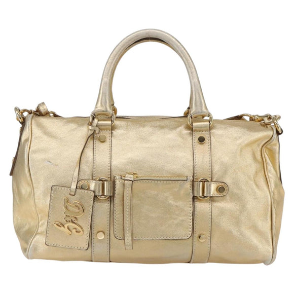 DOLCE&GABBANA Hand Bag Leather 2way Champagne Gold Gold Auth BA7747
