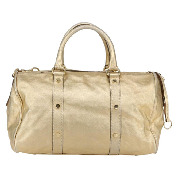 DOLCE&GABBANA Hand Bag Leather 2way Champagne Gold Gold Auth BA7747