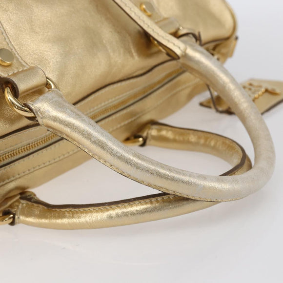 DOLCE&GABBANA Hand Bag Leather 2way Champagne Gold Gold Auth BA7747